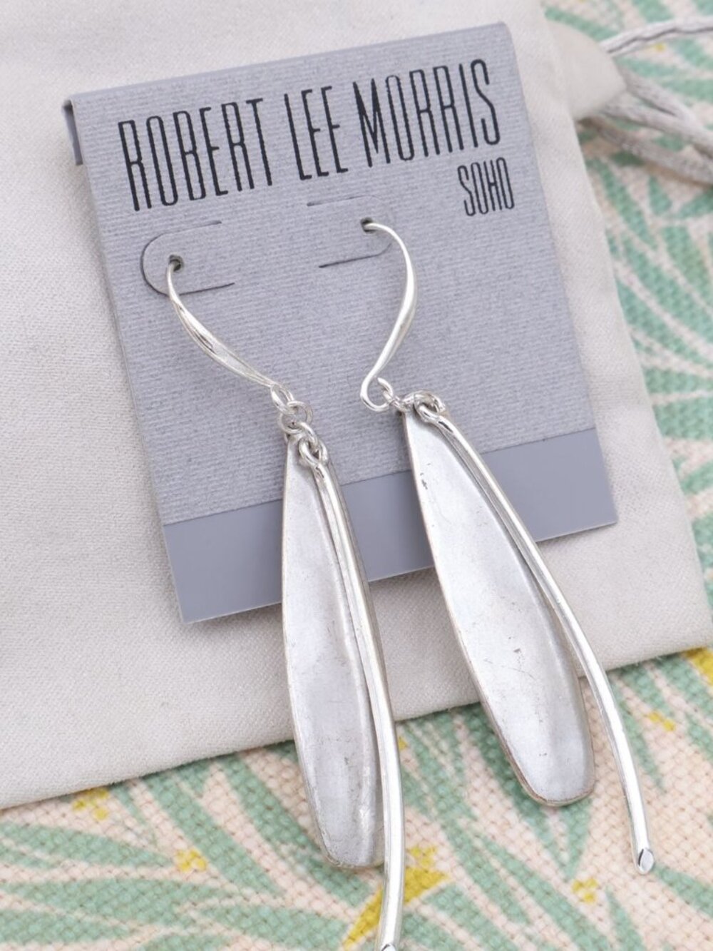 Robert Lee Morris Silver Plated Leaf Drop Earrings